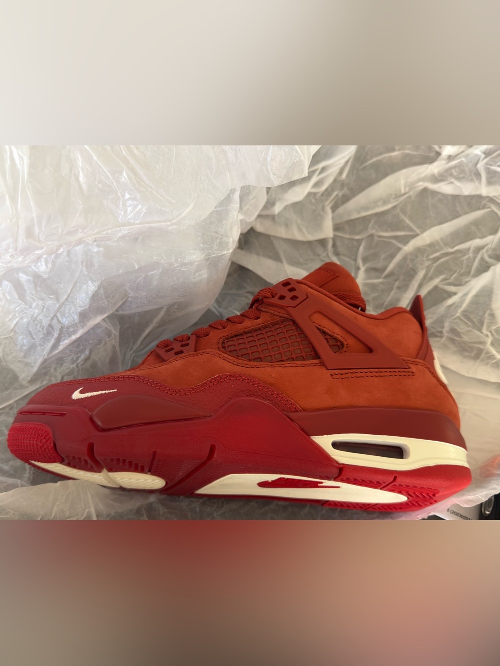 Jordan Men's Red Suede Jordan 4 Nigel Sylvester "Brick by Brick" – Talla 7.5 Muj